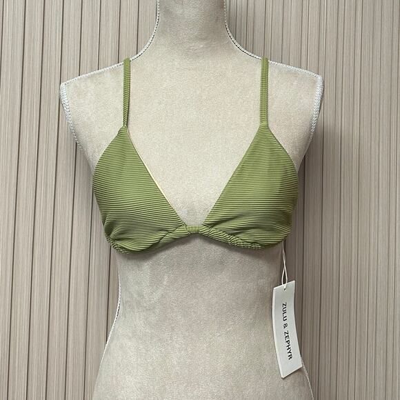 Zulu and Zephyr Signature Bikini Triangle Top in Olive Size M - Picture 1 of 7